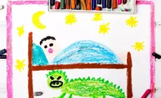 child's crayon drawing of monster under the bed